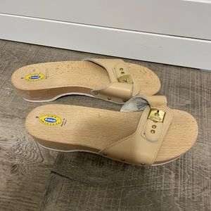 Dr Scholls wooden sandal clogs
